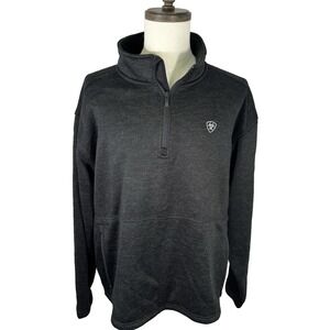NWOT Ariat Men's Caldwell Logo 1/4 Zip Sweater Charcoal Grey XXL Western‎ Rodeo